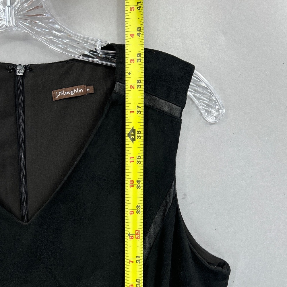 J McLaughlin Dress Medium Black Sheath Faux Suede Dominique Sleeveless‎ Stretch - Picture 6 of 12